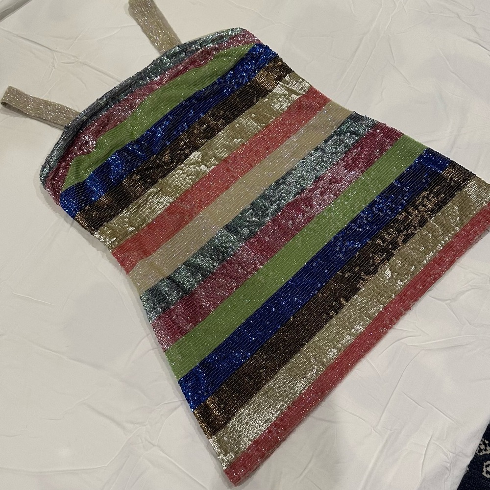 NWT Striped Tank Dress in Sparkle from Anthropologie - Size 16W